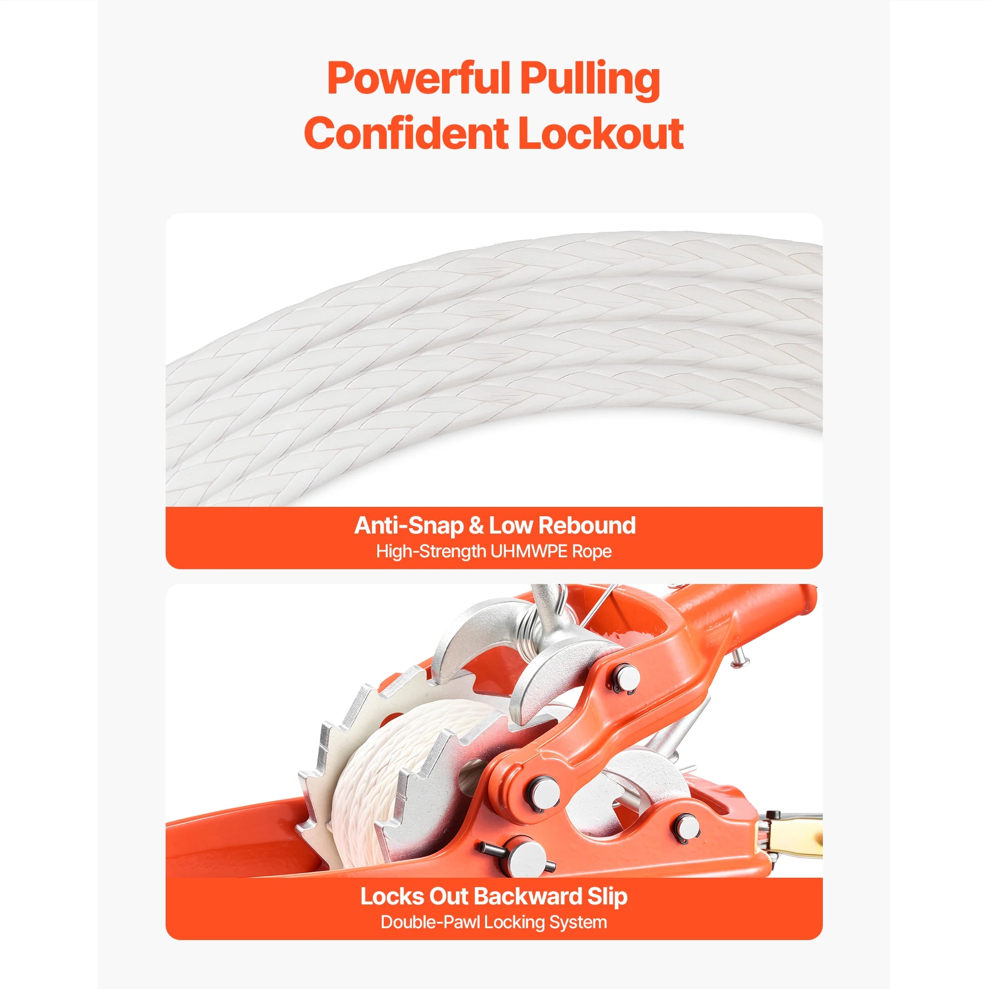SucceBuy 6614lbs Rope Puller Ratchet Power Puller Tool with 35ft of 0.3 in Diameter Rope & 2 Hooks for Tree Felling Moving Boats