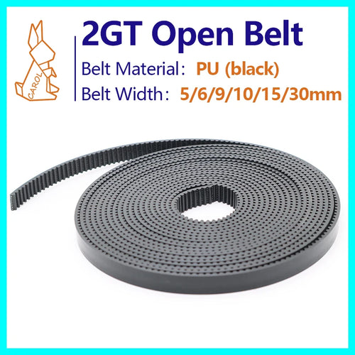 GT2 Open Timing Belt 2GT 2M Belt PU with Steel Core Width 5 6 9 10 15 30mm Polyurethane Steel PU for 3D Printer Synchronous Belt