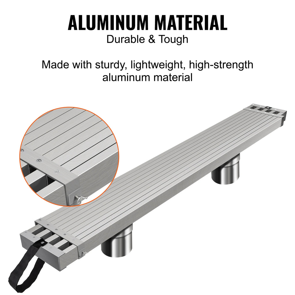SucceBuy Telescoping Aluminum Work Plank 9-15Feet 500lbs Capacity 12.5inch Width Aluminum Scaffold Plank Extension Staging Plank