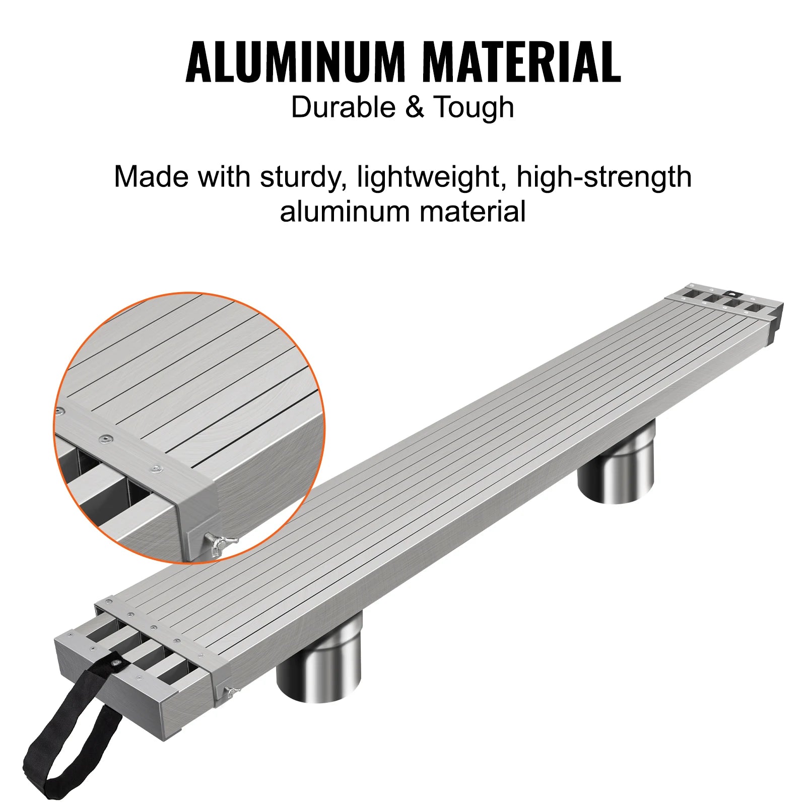 SucceBuy Telescoping Aluminum Work Plank 9-15Feet 500lbs Capacity 12.5inch Width Aluminum Scaffold Plank Extension Staging Plank