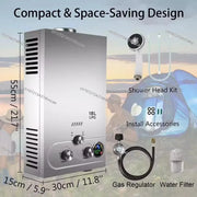 Charger l'image dans la visionneuse de galerie, 6L-25L Tankless Gas Water Heater - Instant Heating System for Home &amp; Outdoor (LPG/NG Dual Fuel, Energy Saving Design）
