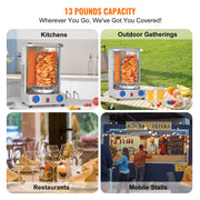Load image into Gallery viewer, SucceBuy Shawarma Grill Machine13 lbs Chicken Shawarma Cooker Gas Vertical Broiler Gyro Rotisserie Oven Doner Kebab for Home - AMOCART
