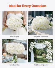 Charger l'image dans la visionneuse de galerie, Amocart Artificial Flowers Real Looking White Silk Fake Hydrangea Bulk Faux Bridal Shower with Stem for DIY Wedding Bouquets
