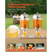 Load image into Gallery viewer, Amocart Beverage Dispenser 2.1 Gallon x2 Drink Dispenser, Stainless Steel + Plastic with Spigot Chamber Tray for Restaurants
