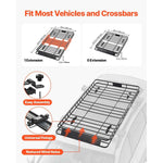 Amocart Roof Rack Basket 64x39x4.1" Universal Rooftop Cargo Carrier Anti-Rust Alloy Steel Car Top Luggage Holder for SUV Truck
