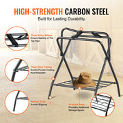 Charger l'image dans la visionneuse de galerie, SucceBuy Folding Saddle Rack 28 x 19 x 37.5 in Freestanding Horse Saddle Stand Steel Saddle Rack for English &amp; Western Saddles
