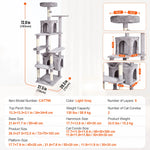 Amocart Cat Tree for Indoor Cats Cat Tower with Cat Condo Sisal Scratching Post HammockTop Perch Jumping Platforms Dark Grey