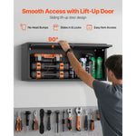Amocart Metal Wall Cabinet 30x12x14in Floating Garage Tool Cabinet with Up-Flip Door 120 lbs per Shelf Fit for Garage Basement