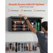 Load image into Gallery viewer, Amocart Metal Wall Cabinet 30x12x14in Floating Garage Tool Cabinet with Up-Flip Door 120 lbs per Shelf Fit for Garage Basement

