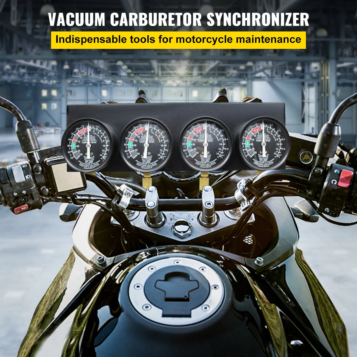 SucceBuy Fuel Vacuum Carburetor Synchronizer Carb Tool sync 4 Gauge Set with Rubber Hose Vacuum Balancer Meter Kit For Motorbike Amocart