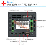 2.8'' Touch Screen PLC HMI All In One for Small Machine Automation Controller, Built-In Analog, 7/9 I/O, 2 Axis 100K for Motor