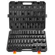 Load image into Gallery viewer, Amocart 3/8" &amp; 1/2" Drive Impact Socket Set 59 PCS Socket Set SAE 5/16" to 1-1/4" Metric 6-32mm 6 Point Cr-Mo Alloy Steel Set

