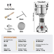 Bild in Galerie-Viewer laden, 【Premium】Amocart 150-2500g Electric Grain Mill Grinder Commercial Swing Spice Grinders for Dry Herbs Grains Spices Cereals Coff
