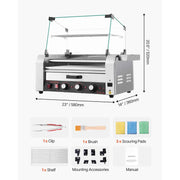 Load image into Gallery viewer, SucceBuy Hot Dog Roller Stainless Steel Sausage Grill Cooker Hot Dog Machine with Bun Warmer Cover 3 Temp Control for Commercial
