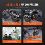 SucceBuy Air Compressor 750W/1450W/3000W Oil Free Air Compressor Quiet Portable Compressor Pump for Auto Repair Tire Inflation