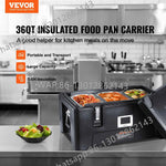 Amocart Insulated Food Pan Carrier 36Qt Capacity Stackable Catering Hot Box with 3 Stainless Steel Pans Top Load Food Warmer
