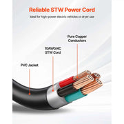 Charger l'image dans la visionneuse de galerie, SucceBuy Adaptateur répartiteur en Y Prise 4 broches 240 V pour sèche-linge avec poignée de préhension Câble STW 10 AWG/Câble STW 6/3+8/1 pour chargeur VE, sèche-linge, camping-car
