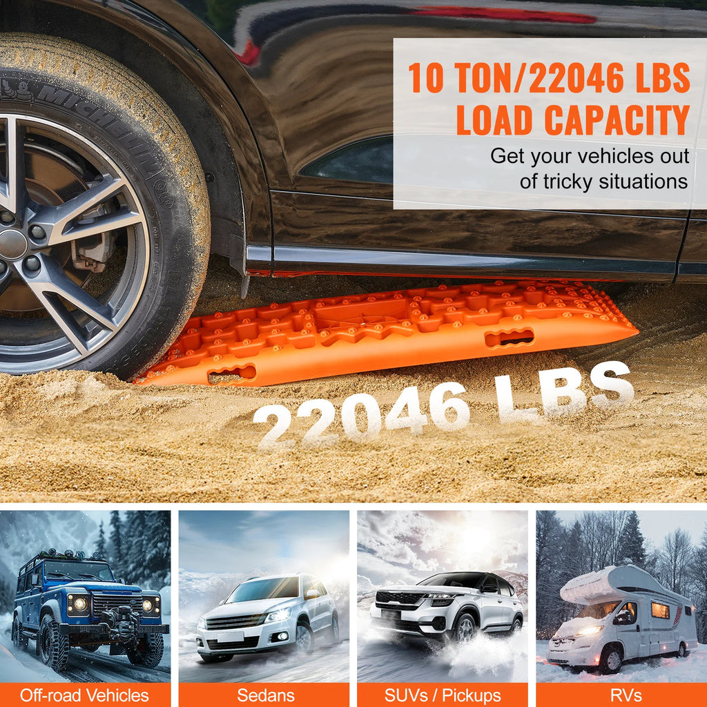 SucceBuy 10 TON Traction Boards with PP Material Recovery Boards for Off-road Vehicle Car Pickup SUV RV Pair Tire Traction Mats
