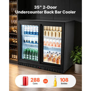 Charger l'image dans la visionneuse de galerie, Amocart 7.4/11.4 Cu. Ft Back Bar Cooler with LED Lighting Adjustable Shelves Low-E Glass Display Cooler for Beer Wine Drink
