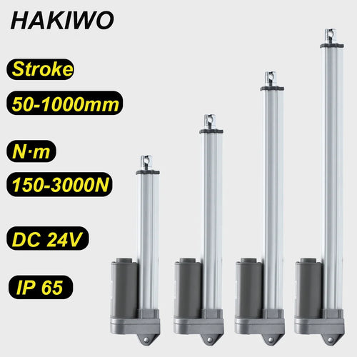 HAKIWO 24V IP65 Waterproof 3000N Linear Actuator 50mm 150mm 500mm 800mm 1000mm Stroke Solar Tracker Motorisation of Door 150mm/s