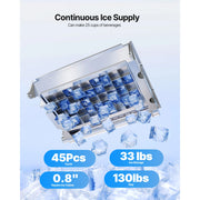 Load image into Gallery viewer, SucceBuy Commercial Ice Maker Machine 130Lbs/24H with 33Lbs Storage 45 Cubes per Cycle Stainless Steel Freestanding for Home
