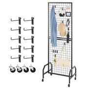 Bild in Galerie-Viewer laden, SucceBuy Grid Wall Panel Wire Grid Panels Display Rack Movable Art Display Shelf with Wheel Carbon Steel Gridwall for Craft Show
