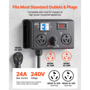 Bild in Galerie-Viewer laden, SucceBuy Manual EV Charging Switch for Dryer &amp; EV 24A Max 240V with Circuit Breaker Real-Time Display Hand-Operated Selector ETL
