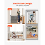Amocart 55/71/110in Retractable Baby Gate 34in Tall Extends Wide Retractable Gate for Kids Pets Mesh Material Easy to Install