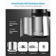 Load image into Gallery viewer, SucceBuy Water Distiller 6L 1.6 Gal Larger Pure Water Purifier Filter For Home Table Countertop Glass Pot Distilled Maker Sliver - AMOCART
