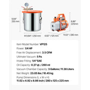 Bild in Galerie-Viewer laden, SucceBuy 3.5 CFM Single Stage Pump &amp; 3 Gallon Vacuum Chamber Degassing Chamber Kit for Stabilizing Wood Degassing Silicone Resin
