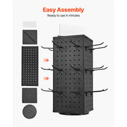 Load image into Gallery viewer, Amocart Rotating Pegboard Display Stand 4-Sided Spinning Peg Board Display Rack with 24 Hooks for Retail Store Jewelry Shop
