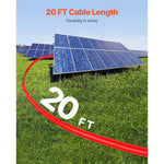 SucceBuy Solar Panel Extension Cable 20FT Black + 20FT Red / 30FT Black + 30FT Red / 50FT Black + 50FT Red / 100FT Black + 100FT Red 10AWG with Female & Male Waterproof Connectors 6mm² PV Cable for Home Ship
