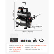 Load image into Gallery viewer, SucceBuy Airbrush Kit Air Brush Kit with Air Compressor and Tank 1 Dual-Action Airbrush with 1 Tip for Cake Decorating Nail Art
