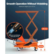 Load image into Gallery viewer, Amocart Hydraulic Lift Table 500lbs Capacity 47.2" Lifting Height Double Scissor Lift Table Cart with Wheels for Transportation
