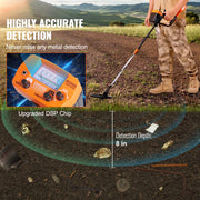 Load image into Gallery viewer, Amocart Metal Detector 8Inch Waterproof Search Coil &amp; High Accuracy Pointer Display Adjustable 38''-49'' Aluminum Stem Detector
