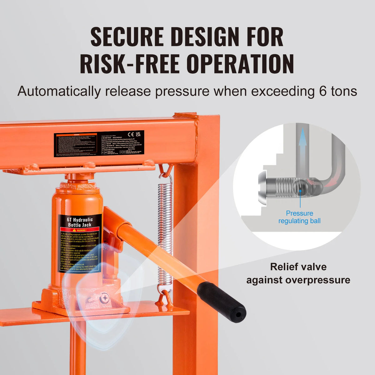 SucceBuy 6/12 Ton Hydraulic H-Frame Garage Floor Adjustable Shop Press with Plates 6/12T Orange for Garage or Professional Shop Amocart
