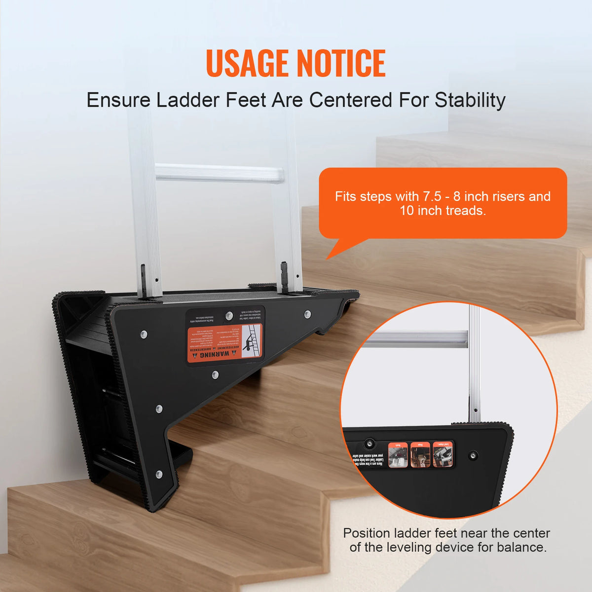 SucceBuy Ladder Levler  380lbs Load PP Ladder Leveling Tool Pitch Hopper Stair Ladder Stabilizer with Storage Easy to Use Stable Amocart