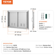 Load image into Gallery viewer, SucceBuy BBQ Access Door Double Outdoor Kitchen Door Wall Vertical Door with Handles and Ventss for BBQ Island Grilling Station

