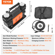 Load image into Gallery viewer, SucceBuy Tire Inflator Compressor 6-10 CFM Heavy Duty Air Compressor Dual-Cylinder 150PSI Air Pump with Adapters for Trucks Car
