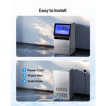 Amocart Commercial Ice Maker Machine 130Lbs/24H with 33Lbs Storage 45 Cubes per Cycle Stainless Steel Freestanding for Home
