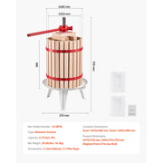 Load image into Gallery viewer, SucceBuy 4.75 Gal/18L Fruit Wine Press Solid Wood Basket w/ 8 Blocks Heavy Duty Manual Juice Maker with Handle for Kitchen Home - AMOCART

