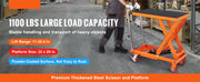 Load image into Gallery viewer, Amocart 1100lbs Hydraulic Lift Table Cart Manual Single Scissor 35.4" Lifting Height with 4 Wheels for Handling Transport
