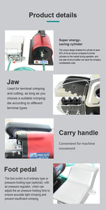 Zten Pneumatic Terminal Crimping Machine Tool 1.3T Terminal Crimper Pliers Tool with Crimping Die For Optional With Foot Touch