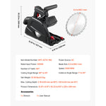 SucceBuy Track Saw 6-1/2-Inch Plunge-Cut Circular Saw Kit 2.16 in Cutting Depth for Wood Plastic, Guide Rail Not Included Black
