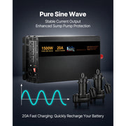 Load image into Gallery viewer, Amocart Sump Pump Battery Backup System 1500W / 3000W Auto Switches to Battery Inverter for Continuous Sump Pump Operation

