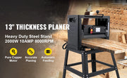 Charger l'image dans la visionneuse de galerie, Amocart Electric Planer 12.5/13 inch Thicknesser Wood Planer With Stand &amp; Dust Exhaust 1800W 8000RPM for Woodworking Power Tool
