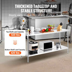 Amocart 24 x 72 x 36 Inch Stainless Steel Work Table Commercial Food Prep Worktable Heavy Duty Prep Worktable Metal Work Table