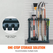 Load image into Gallery viewer, SucceBuy 10 Slots Yard Garden Tool Organizer Long-Handl Tool/Rake/Broom Tower Storage Rack Stand Holder for Garage Organization - AMOCART
