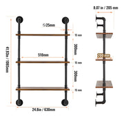 Load image into Gallery viewer, Amocart Industrial Pipe Shelf Wall-Mount Floating Rustic Wood Shelves Bracket Storage Rack Sundries Holder for Kitchen Bedroom
