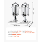 Load image into Gallery viewer, SucceBuy Beverage Dispenser 2.1 Gallon x2 Drink Dispenser, Stainless Steel + Plastic with Spigot Chamber Tray for Restaurants - AMOCART
